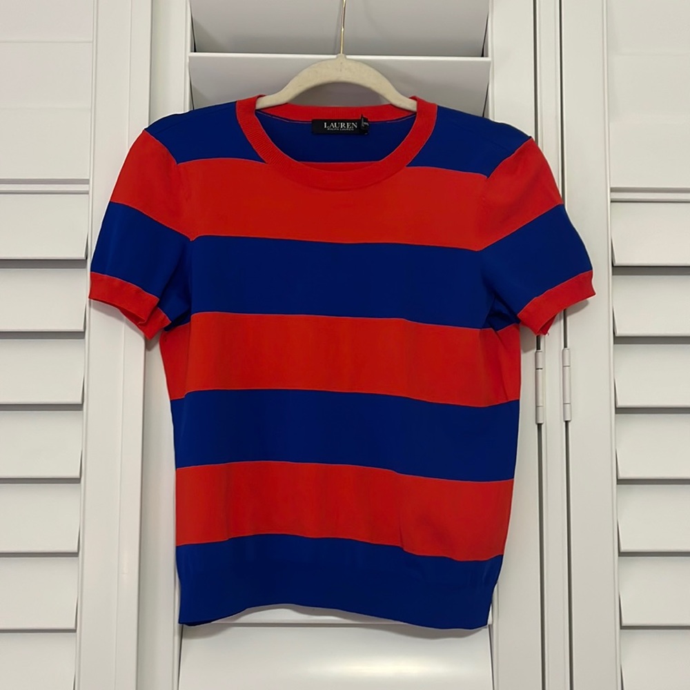 women’s striped ralph lauren tee (size medium)